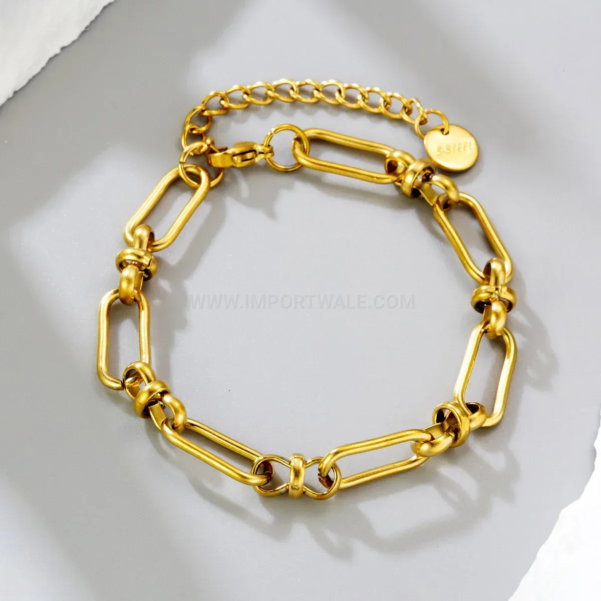 Gold Plated Stainless Steel Paperclip Link Bracelet