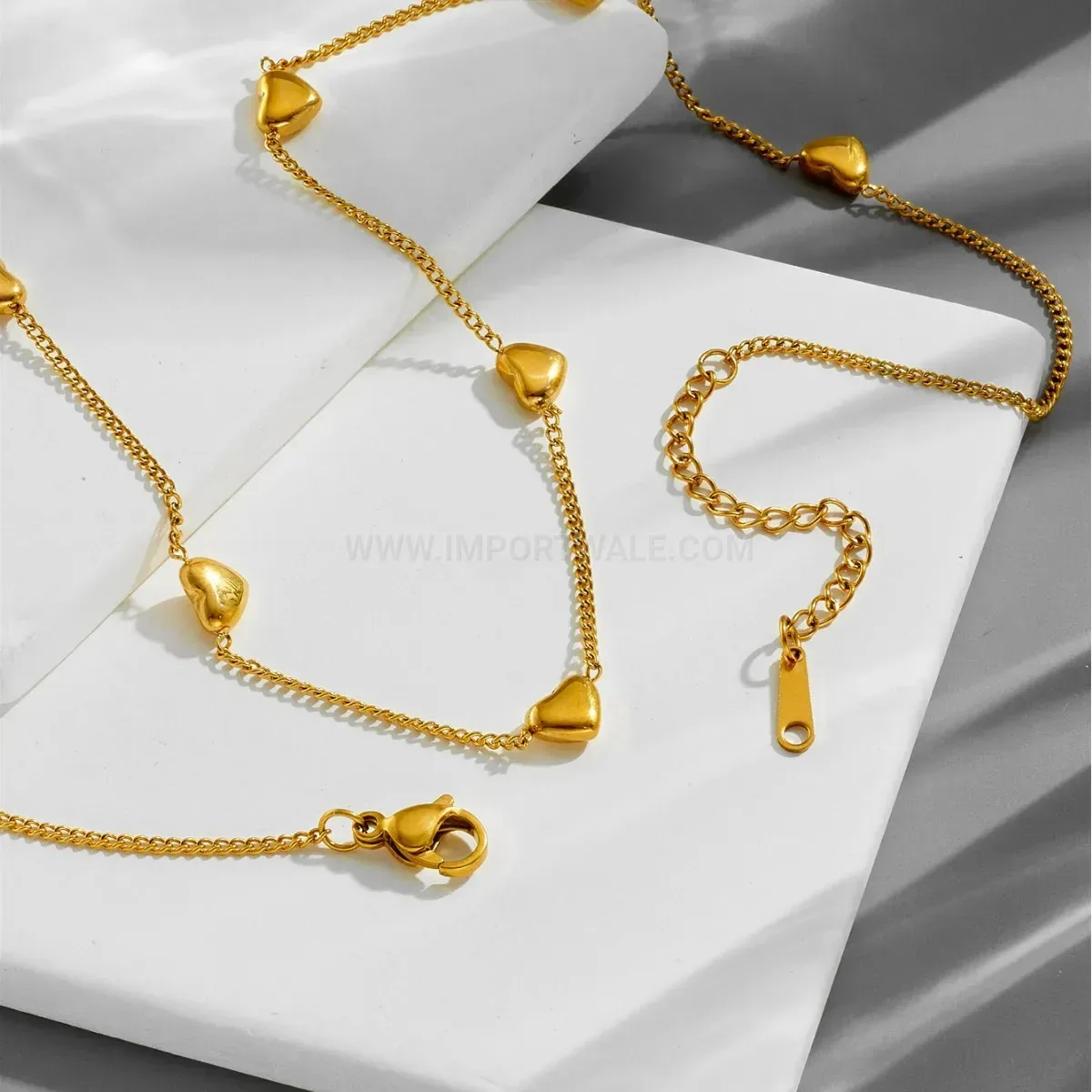 Four Heart Gold Plated Stainless Steel Charm Bracelet