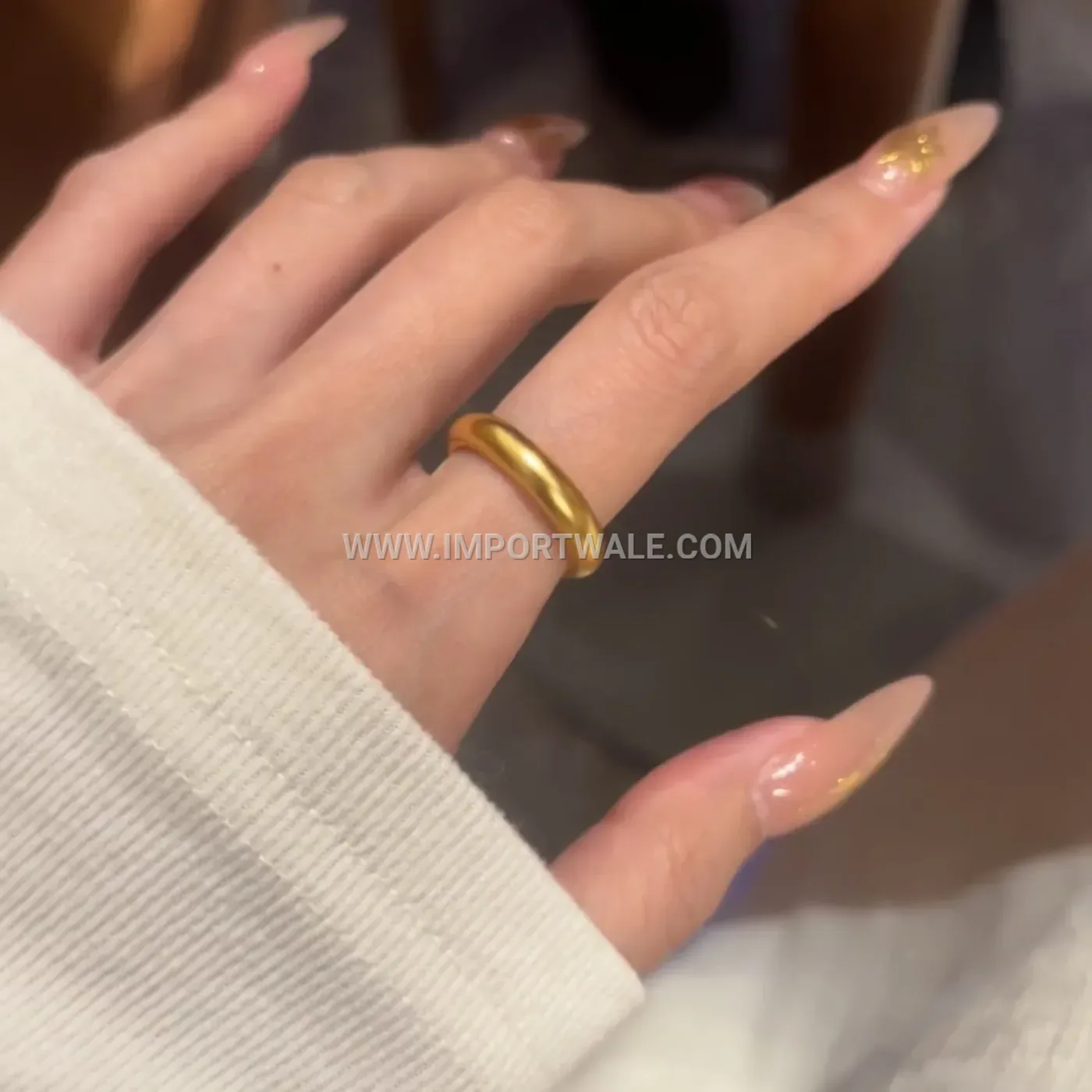 Matte Gold Stainless Steel Domed Band Ring