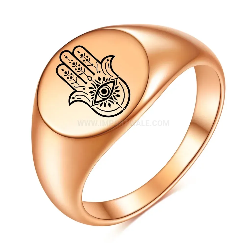 Trendy Engraved Round Stainless Steel Eye of Providence Ring