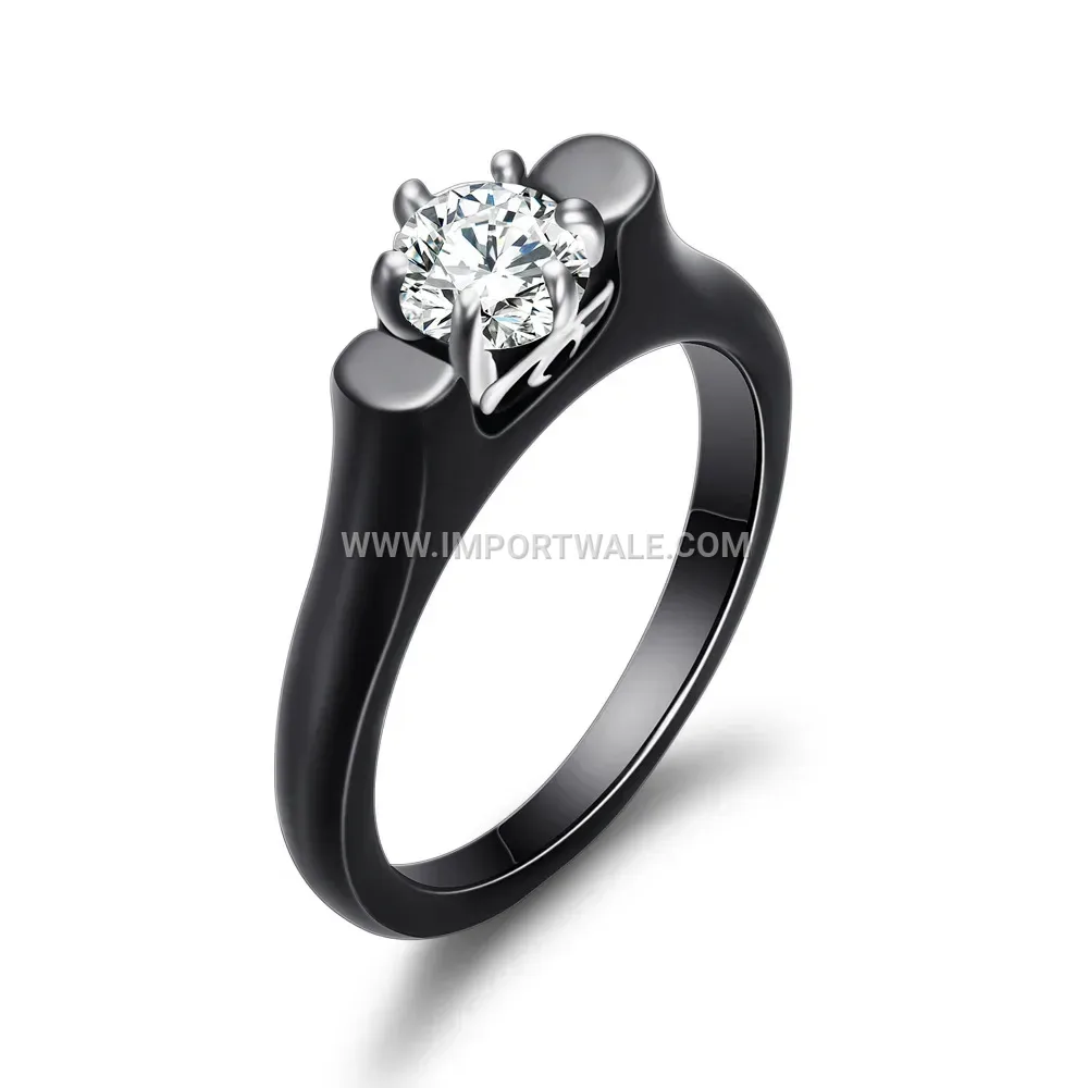 Delicate Stainless Steel Ceramic Zircon Band Ring