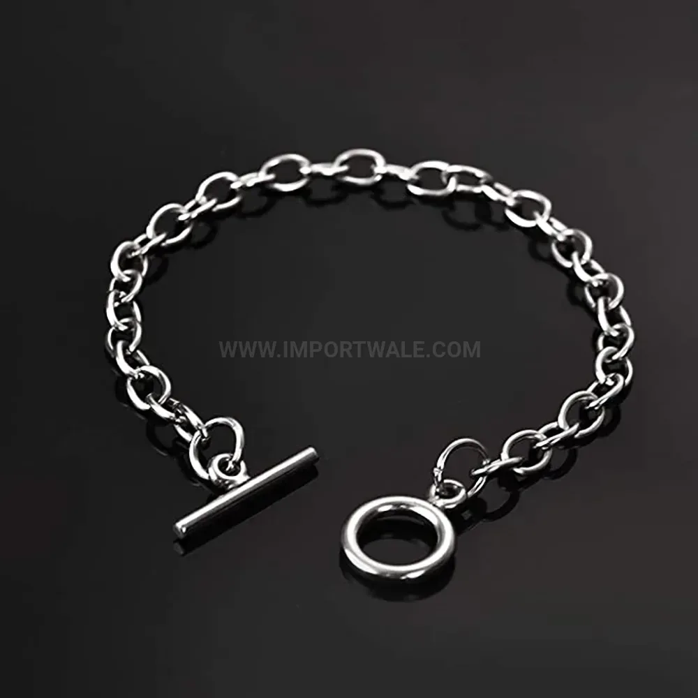 Minimalist Stainless Steel Cross Chain Bracelet with Toggle Clasp