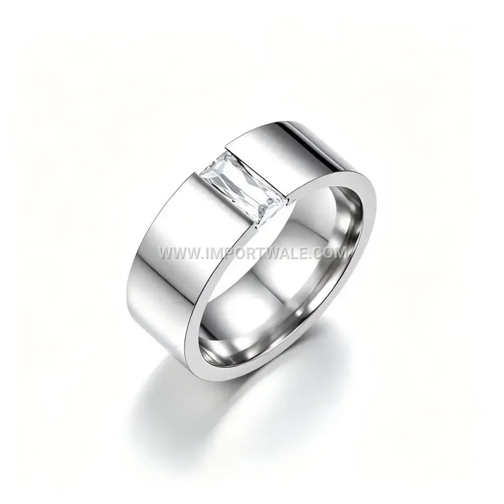 Micro Inlaid Zircon Stainless Steel Band Ring