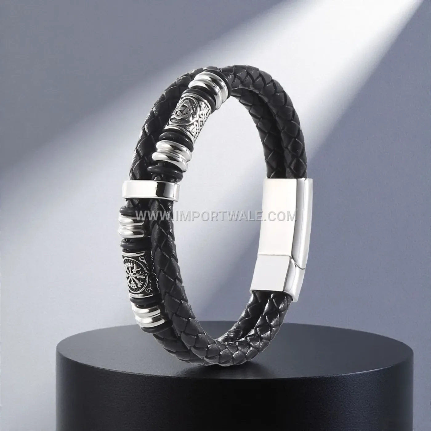 Vintage Double-Layer Stainless Steel Leather Band