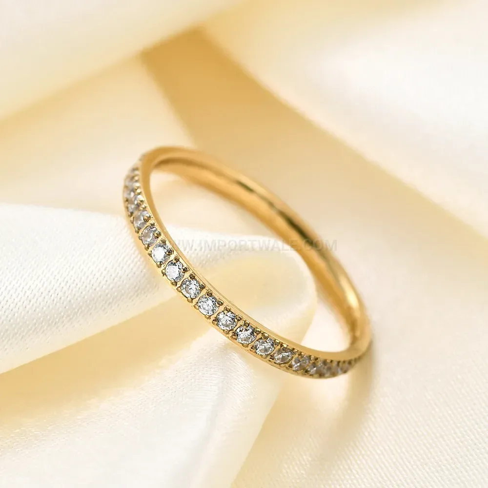 Bold Delicate 2mm Single-Row Zirconia Stainless Steel Band