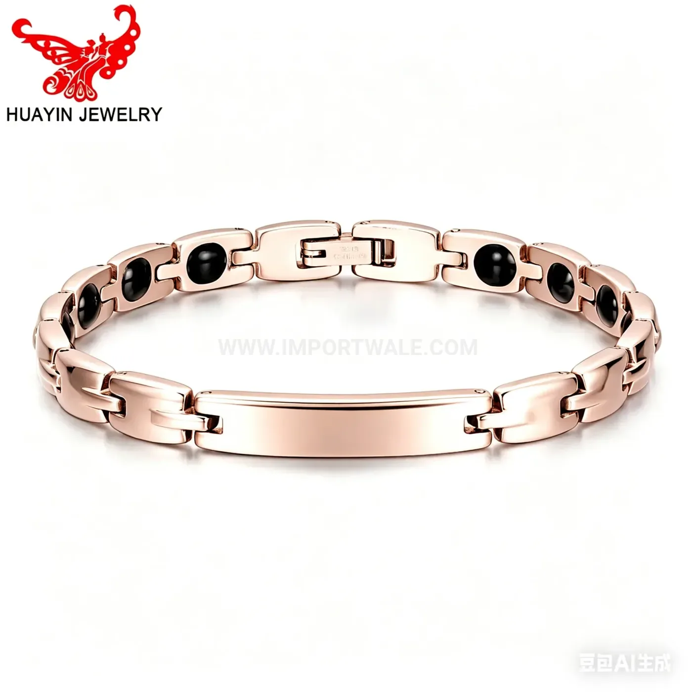 Designer Sleek Titanium Steel Bio Magnetic Couple Bracelet