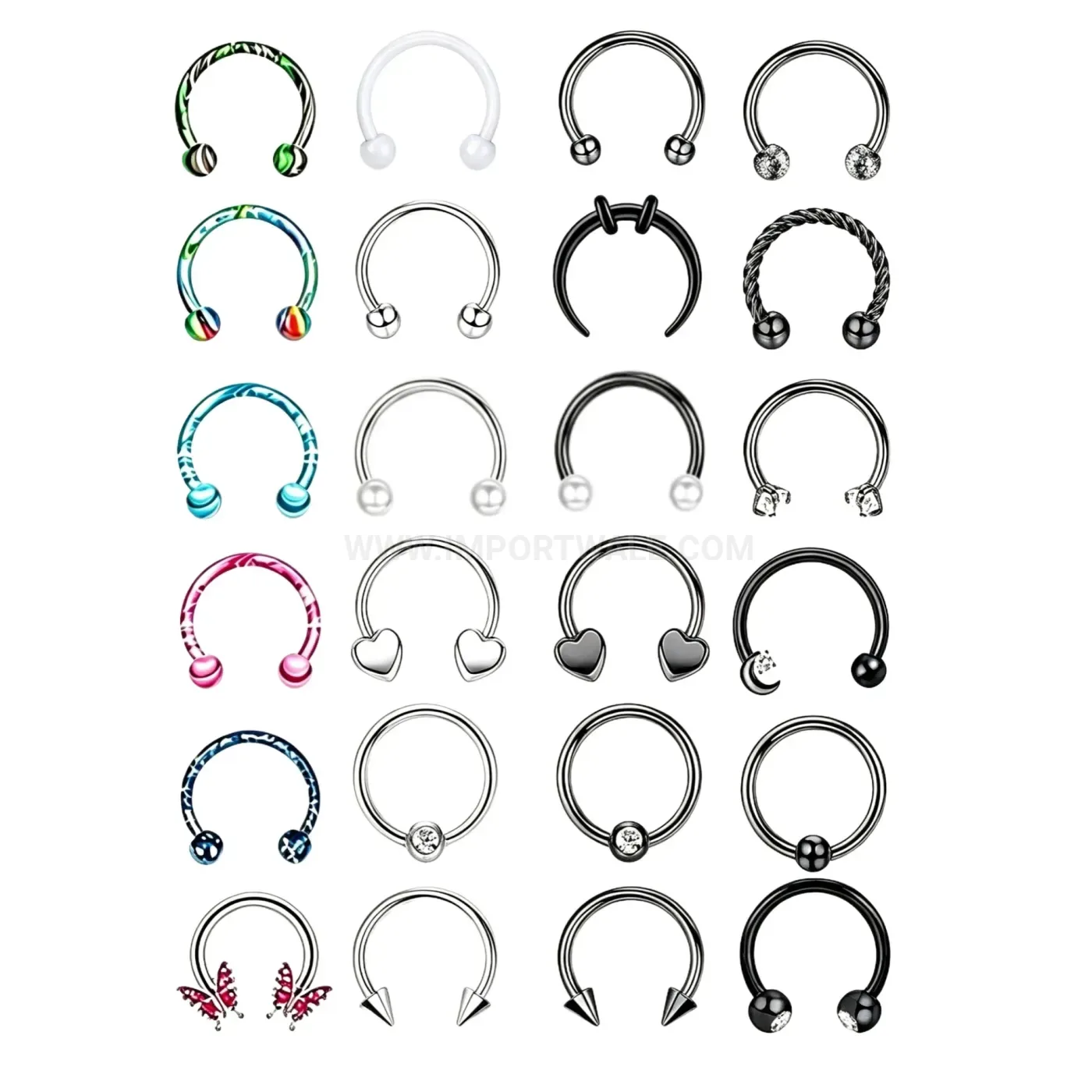 Trendy Stainless Steel Horseshoe Curved Barbell Body Piercing Set