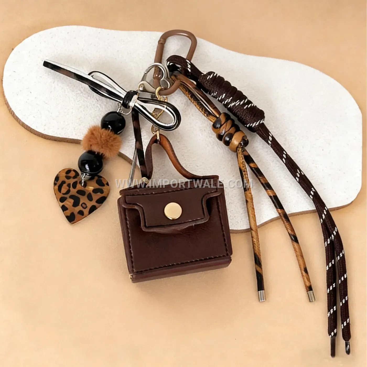 Vintage Style Miniature Leather Bag Keychain