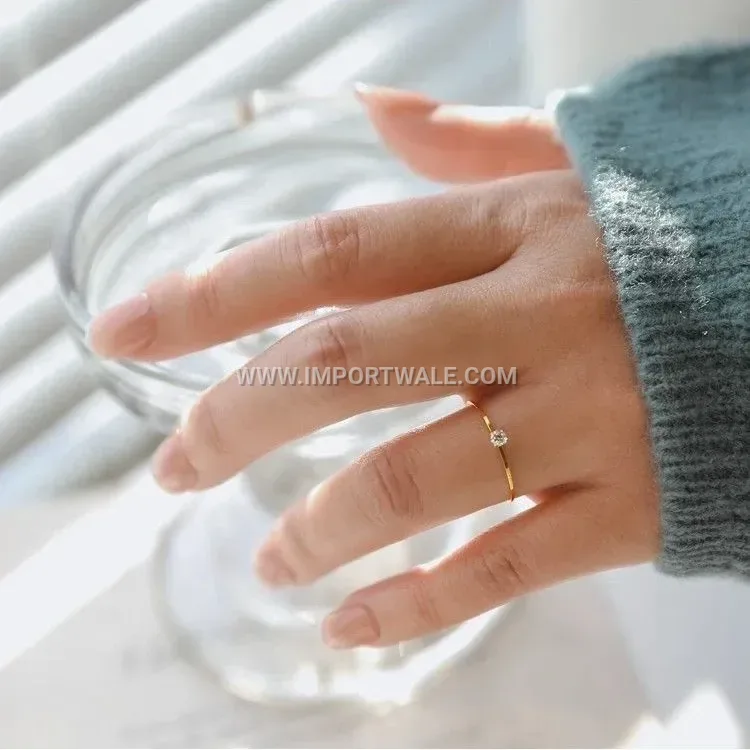 Ultra Fine Stainless Steel Zirconia Solitaire Ring
