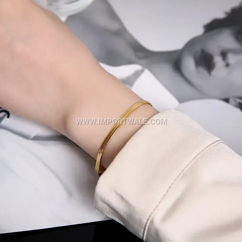 Flat Snake Chain Anti Tarnish Stainless Steel Bracelet