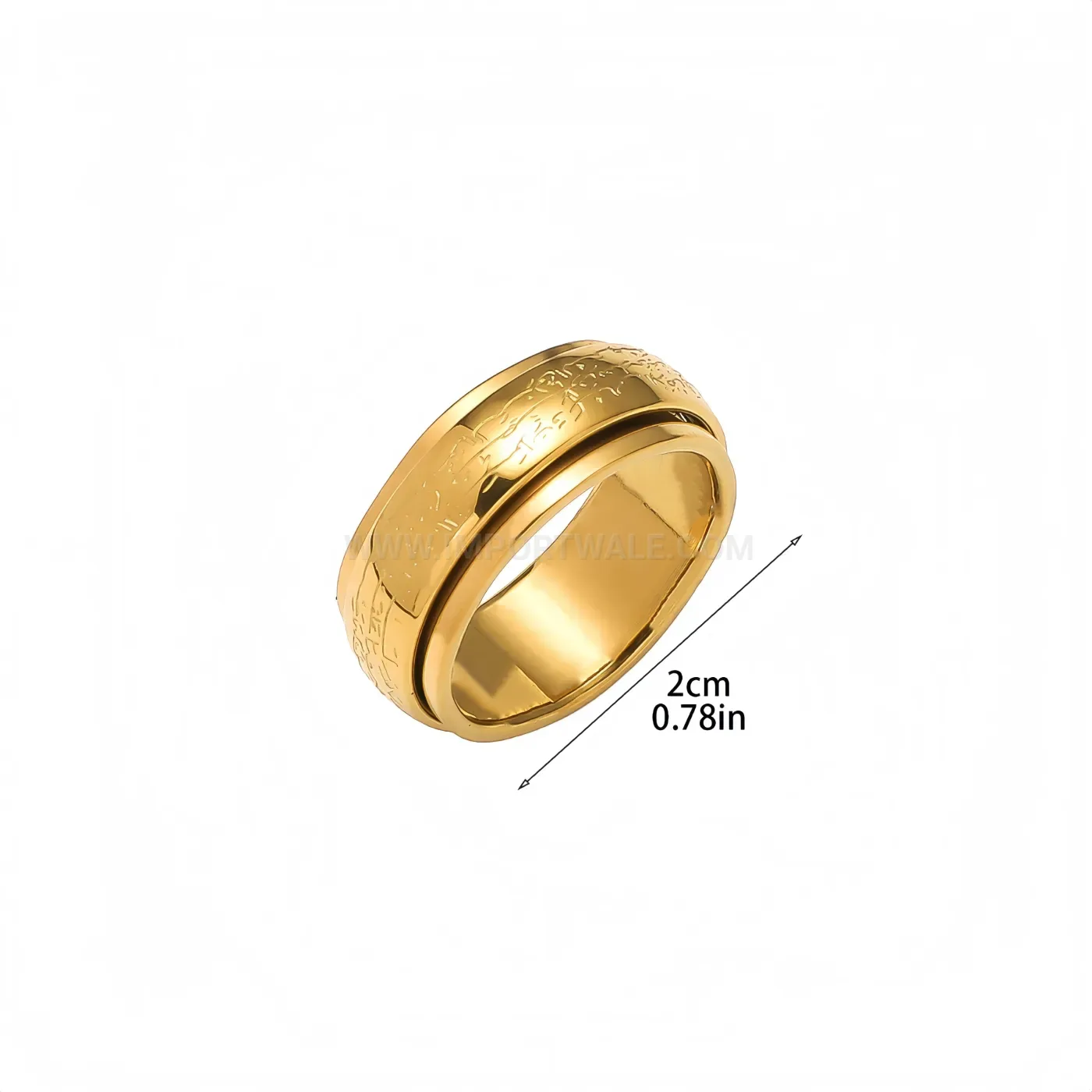 Rotatable Stainless Steel Islamic Allah Calligraphy Spinner Ring
