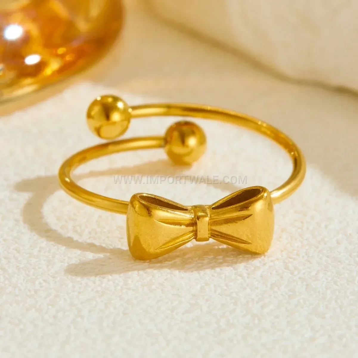 Gold Plated Stainless Steel Adjustable Shell Geometric Ring