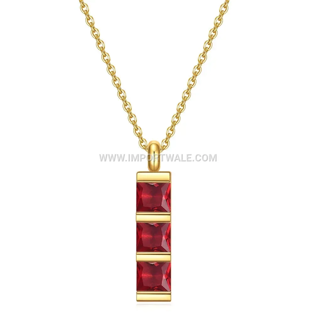 Square Zircon Stainless Steel Geometric Clavicle Pendant Necklace