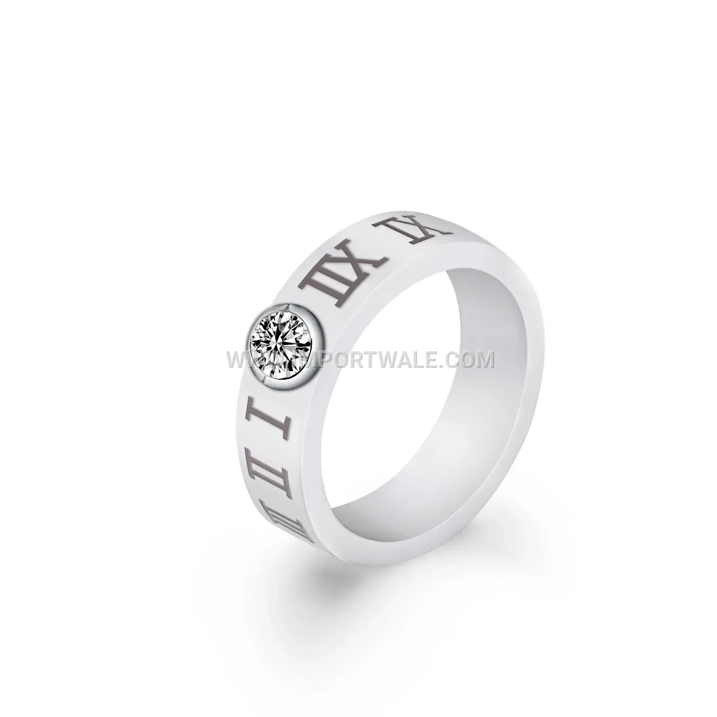 Roman Numeral Zirconia Ceramic Ring