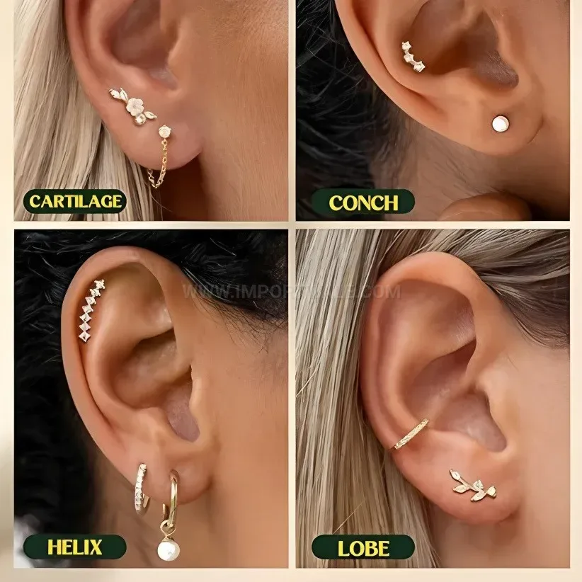 Modern Green Zircon Gold Plated Geometric Stud Earring Set