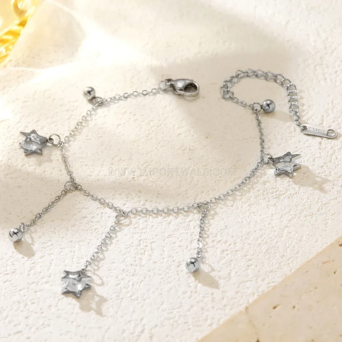 Delicate Stainless Steel Star Tassel Chain Bracelet