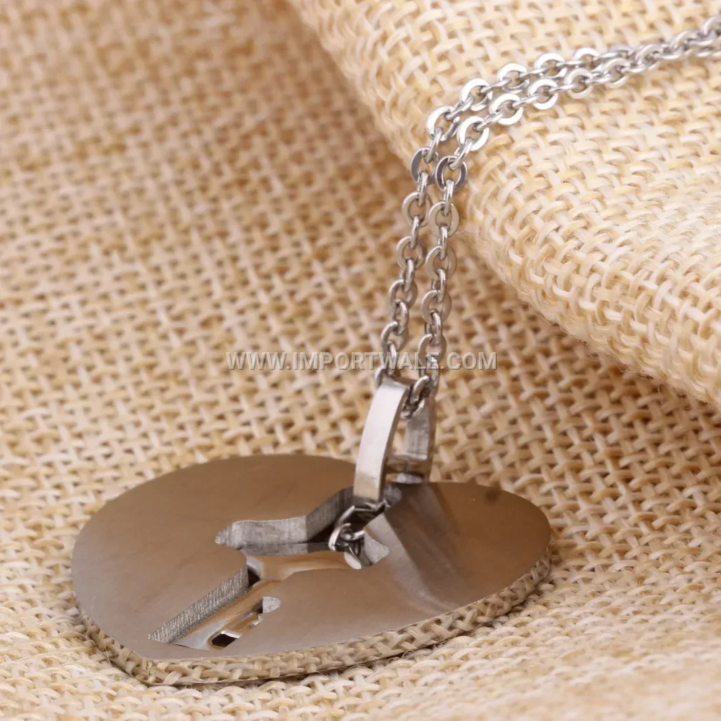 Vintage Style Cutout Heart Rhinestone Stainless Steel Pendant Necklace