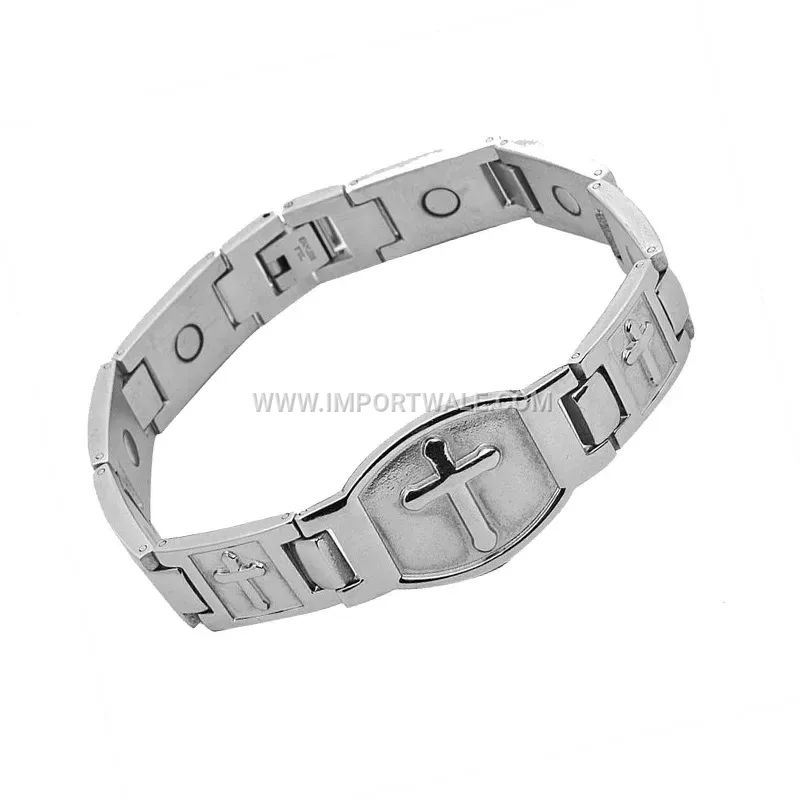 Retro Copper Stainless Steel Magnetic Cross Bracelet