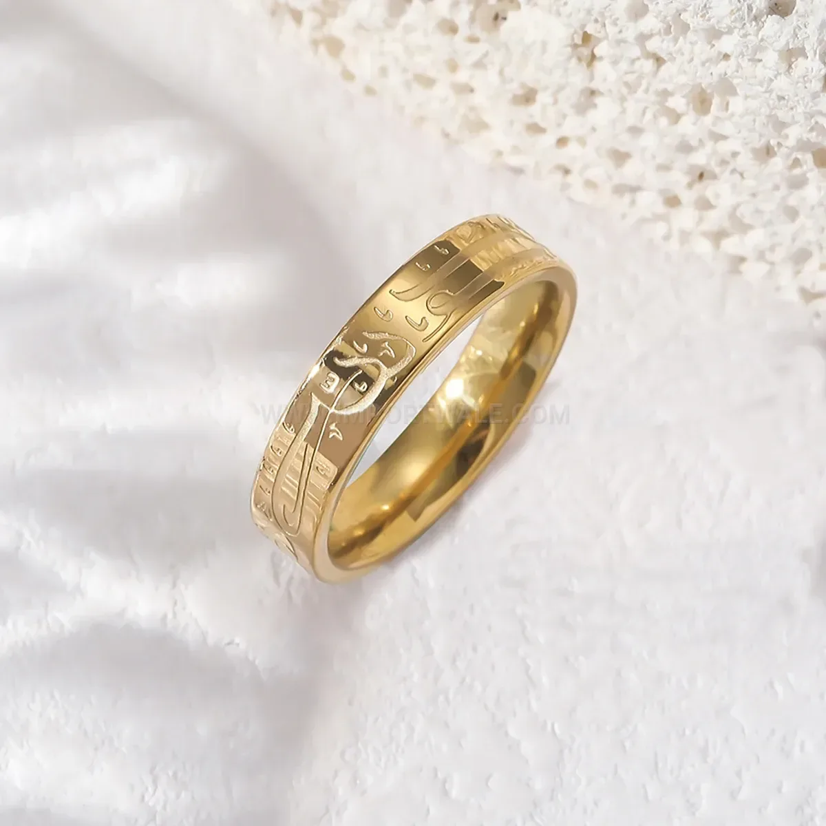 Bold Stainless Steel Engraved Calligraphy Script Ring
