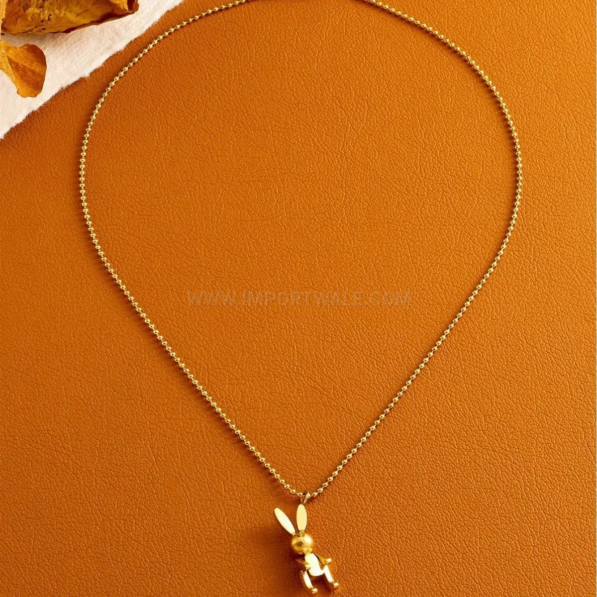 Fashion Playful Titanium Steel Robot Rabbit Pendant Bead Chain Necklace