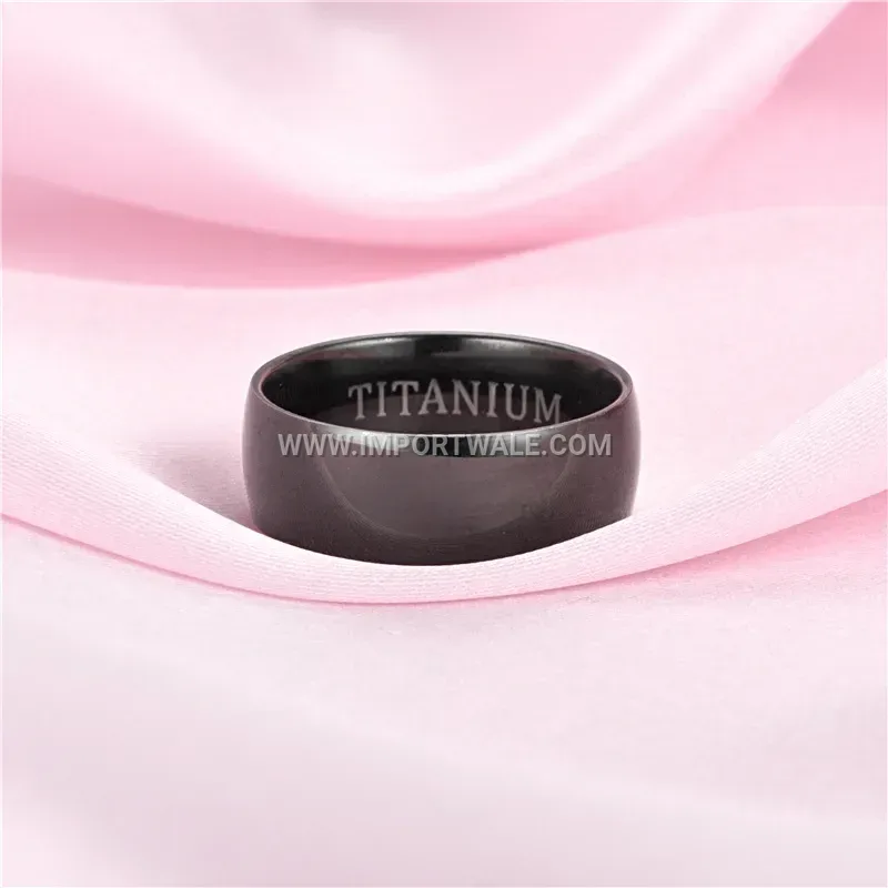 Matte Black Stainless Steel Domed Band Ring