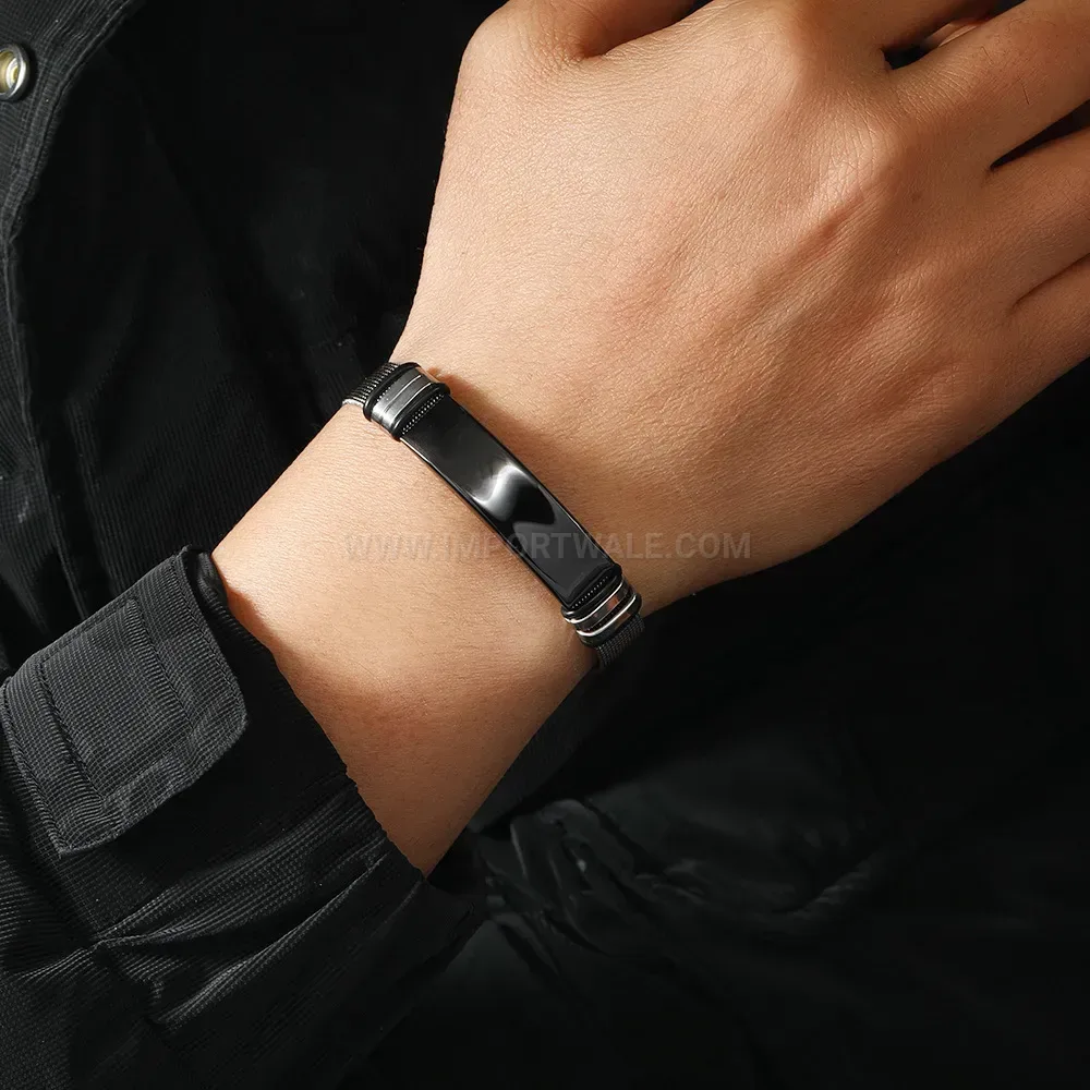Classic Minimalist Braided Leather Bracelet with Stainless Steel Clasp