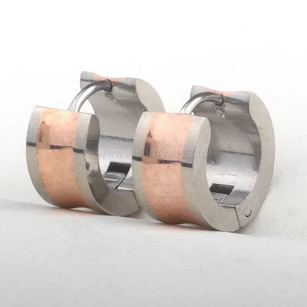 Elegant Minimalist Frosted Rose Gold Stainless Steel Hoop Earrings