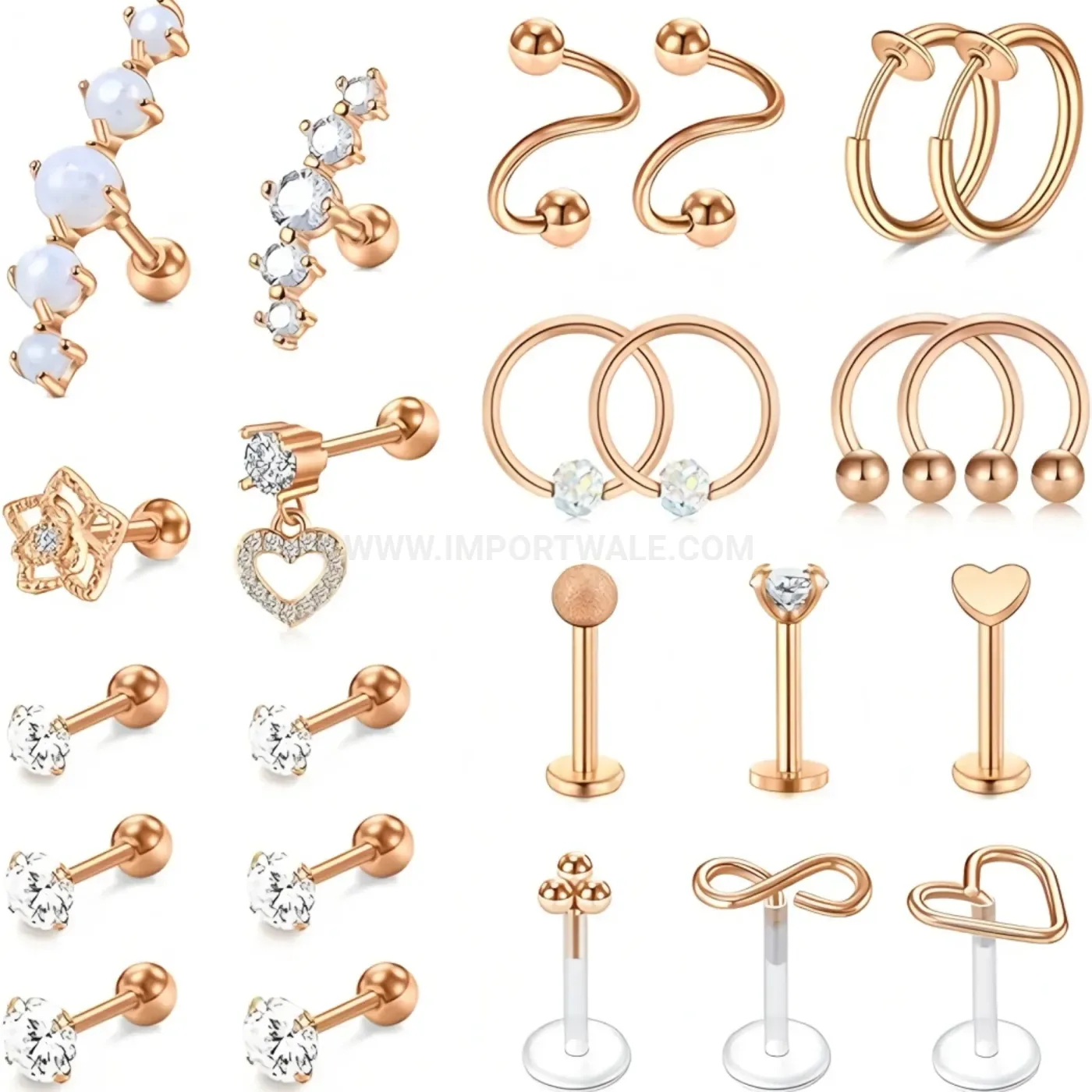 Bold Versatile Stainless Steel Cartilage Stud and Lip Ring Piercing Set