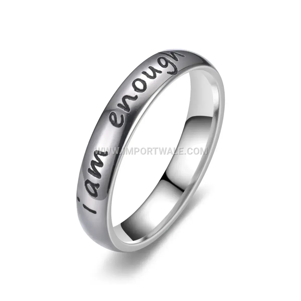 Engraved Stainless Steel Affirmation Band Ring