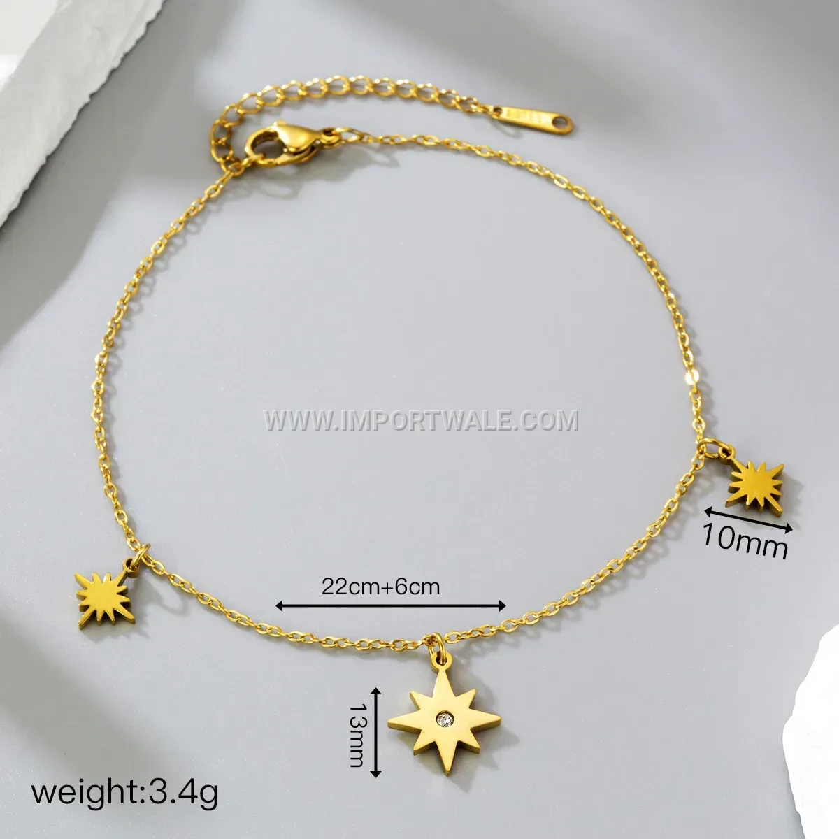Gold Stainless Steel Star Premium Anti Tarnish Anklet