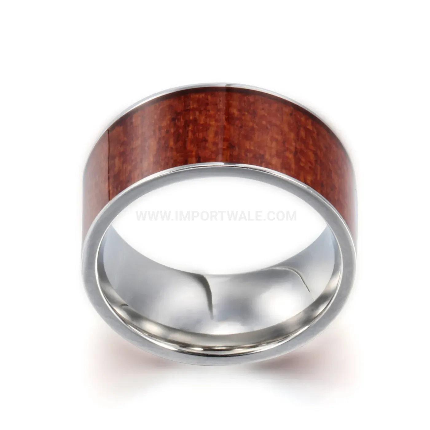 Classic Wood Grain Texture 8mm Stainless Steel Band Ring