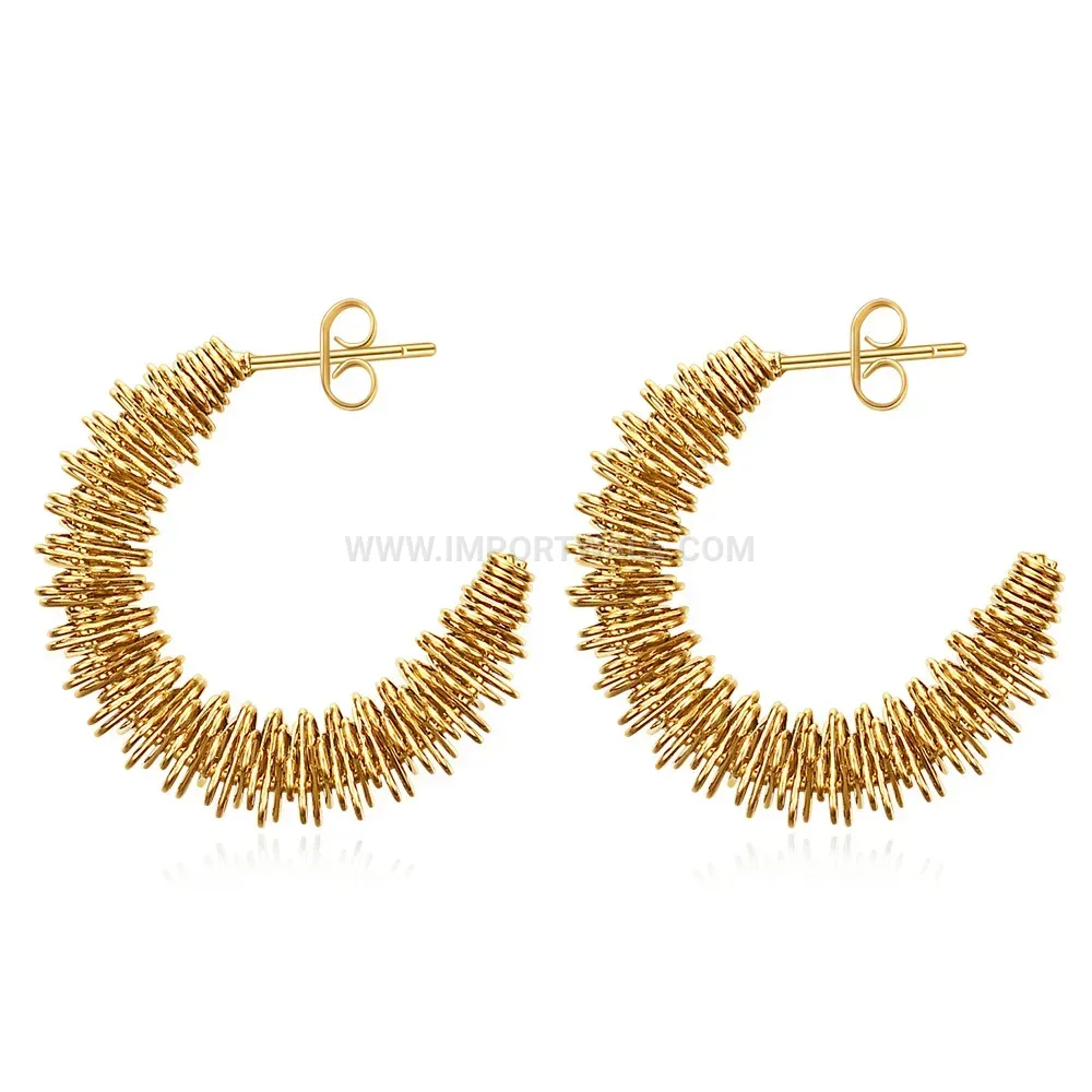 Bold Twisted Rope Motif Stainless Steel Hoop Earrings
