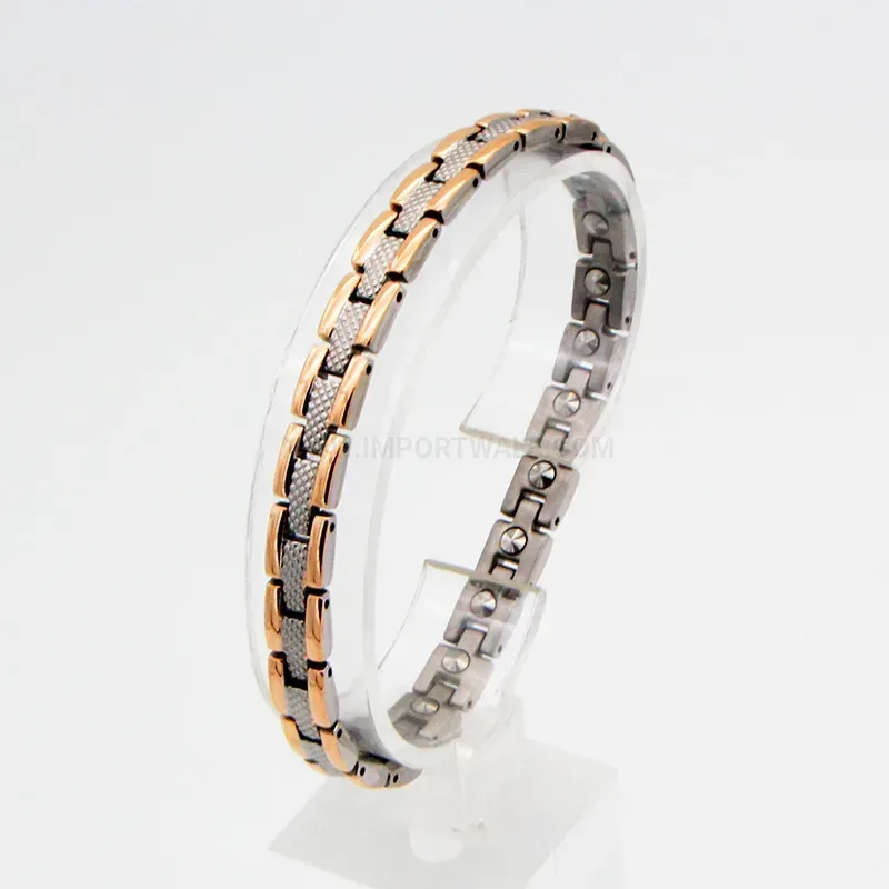 Fashion Minimalist Stainless Steel Rose Gold Bio Magnetic Bracelet for Women