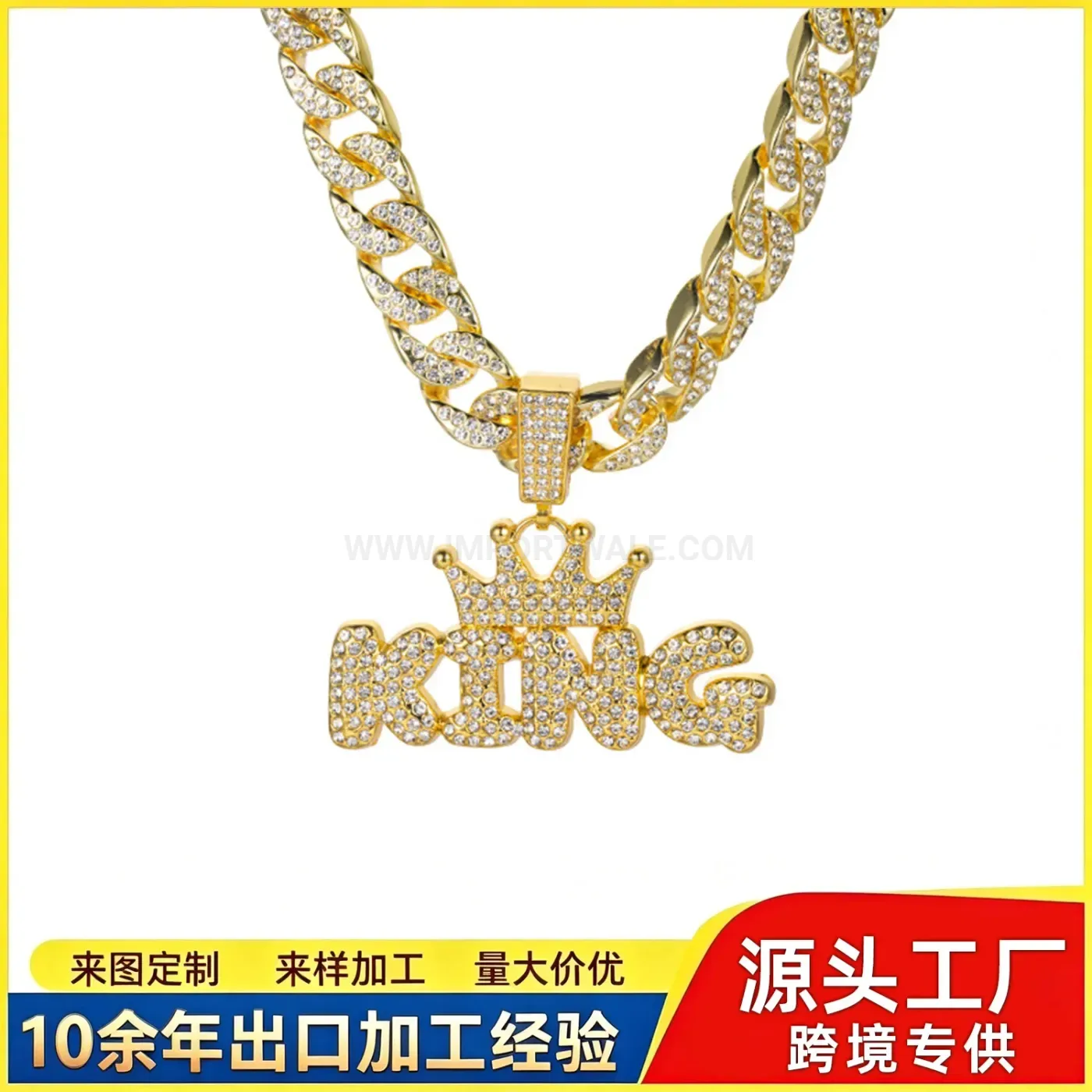 Classic Custom Iced Out Letter Pendant Alloy Hip Hop Statement Necklace