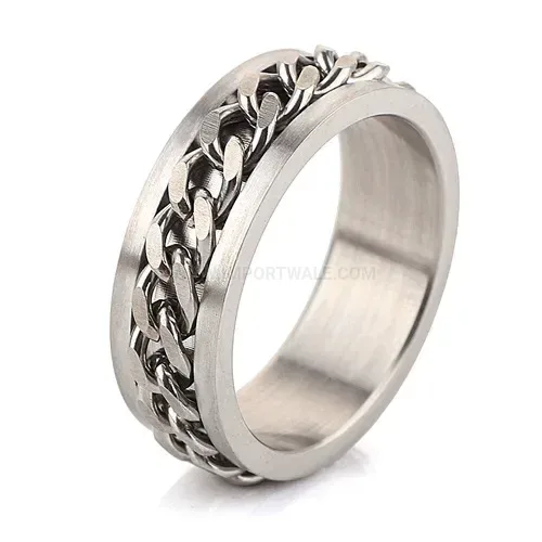 Trendy Distressed Chain Link Stainless Steel Band Ring