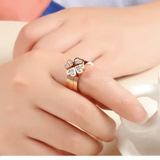 Four-in-One Heart Clover Stainless Steel Stackable Ring Set