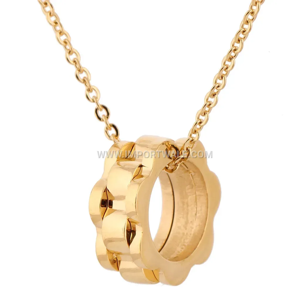 Gold Plated Stainless Steel Gear Pendant Clavicle Necklace