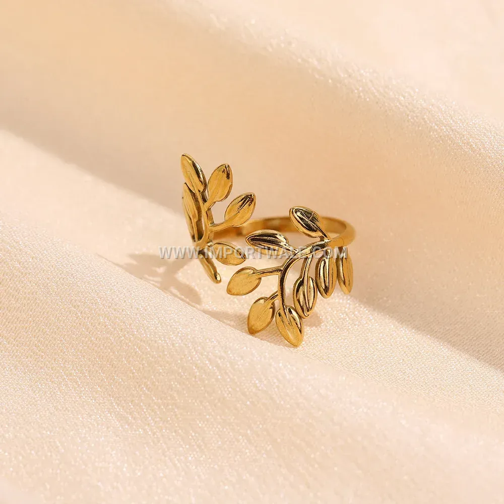 Geometric Gold Plated Stainless Steel Open Ring