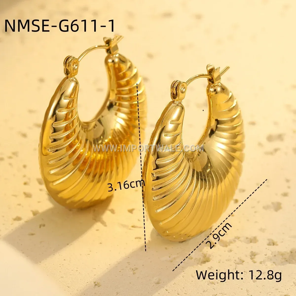 18K Gold Plated Geometric Openwork Stainless Steel Stud Earrings