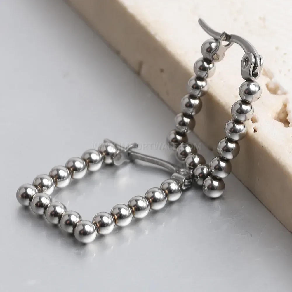 Chic Geometric Square Bead Stainless Steel Stud Earrings