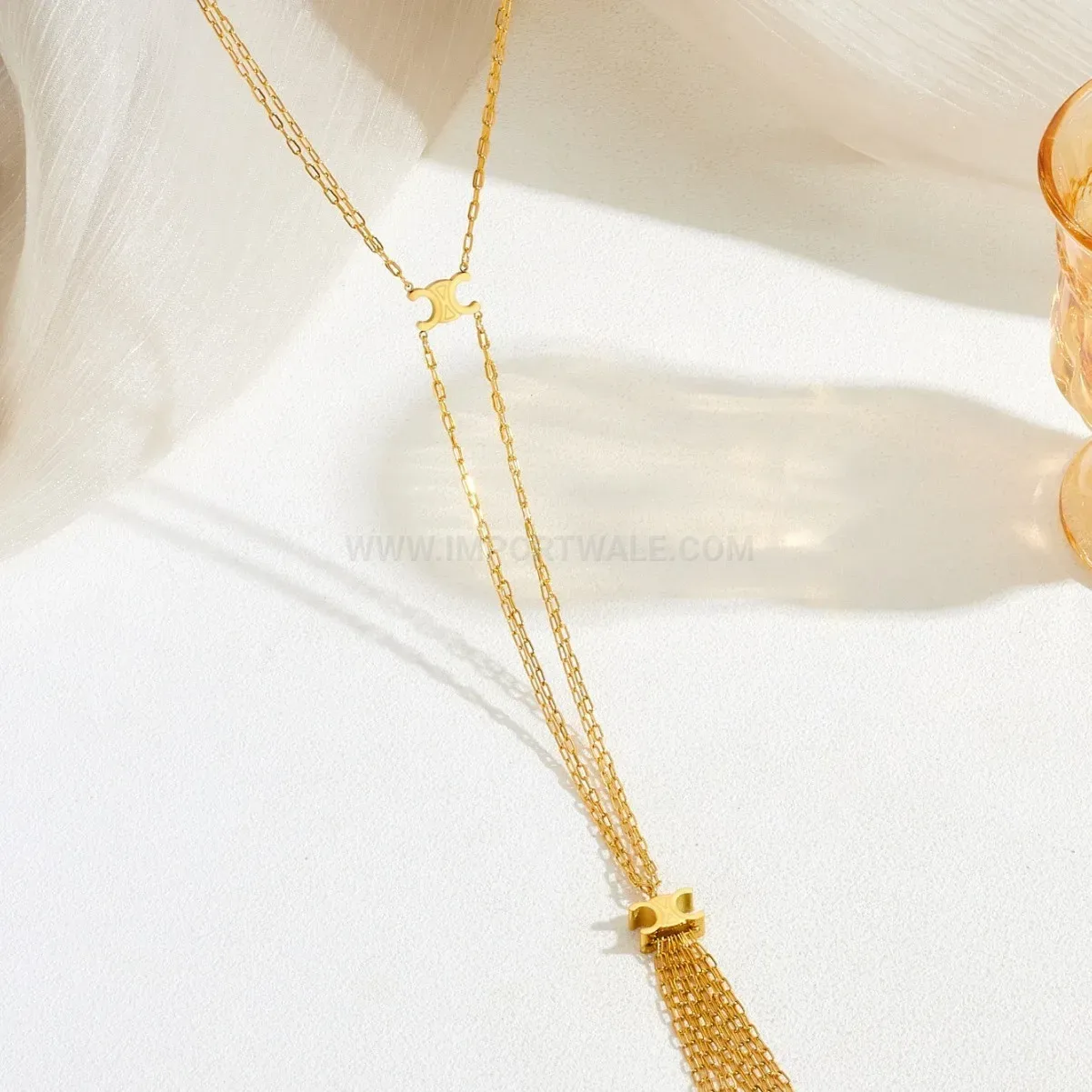 Stainless Steel Tassel Twist Chain Pendant Necklace