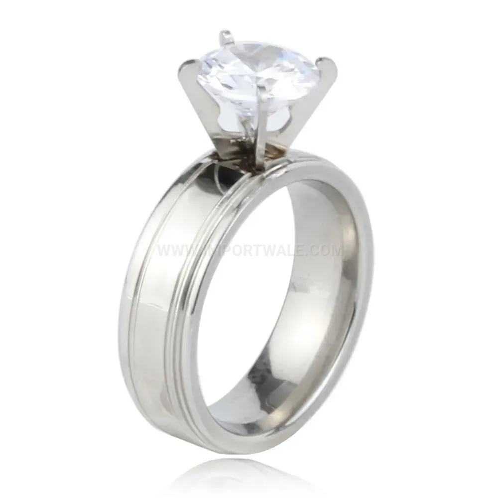Chic Cutout Teardrop Cubic Zirconia Stainless Steel Ring