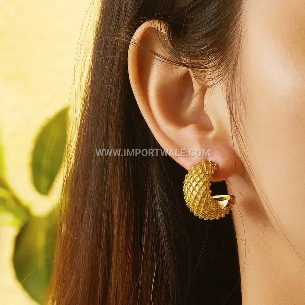 Gold Plated Titanium Steel Geometric Hoop Earrings
