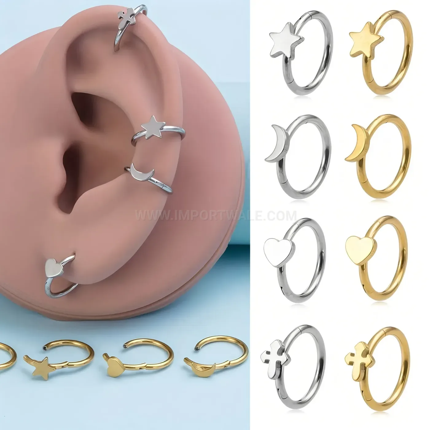 Classic Versatile C-Shaped Stainless Steel Multi-Use Piercing Ring Set