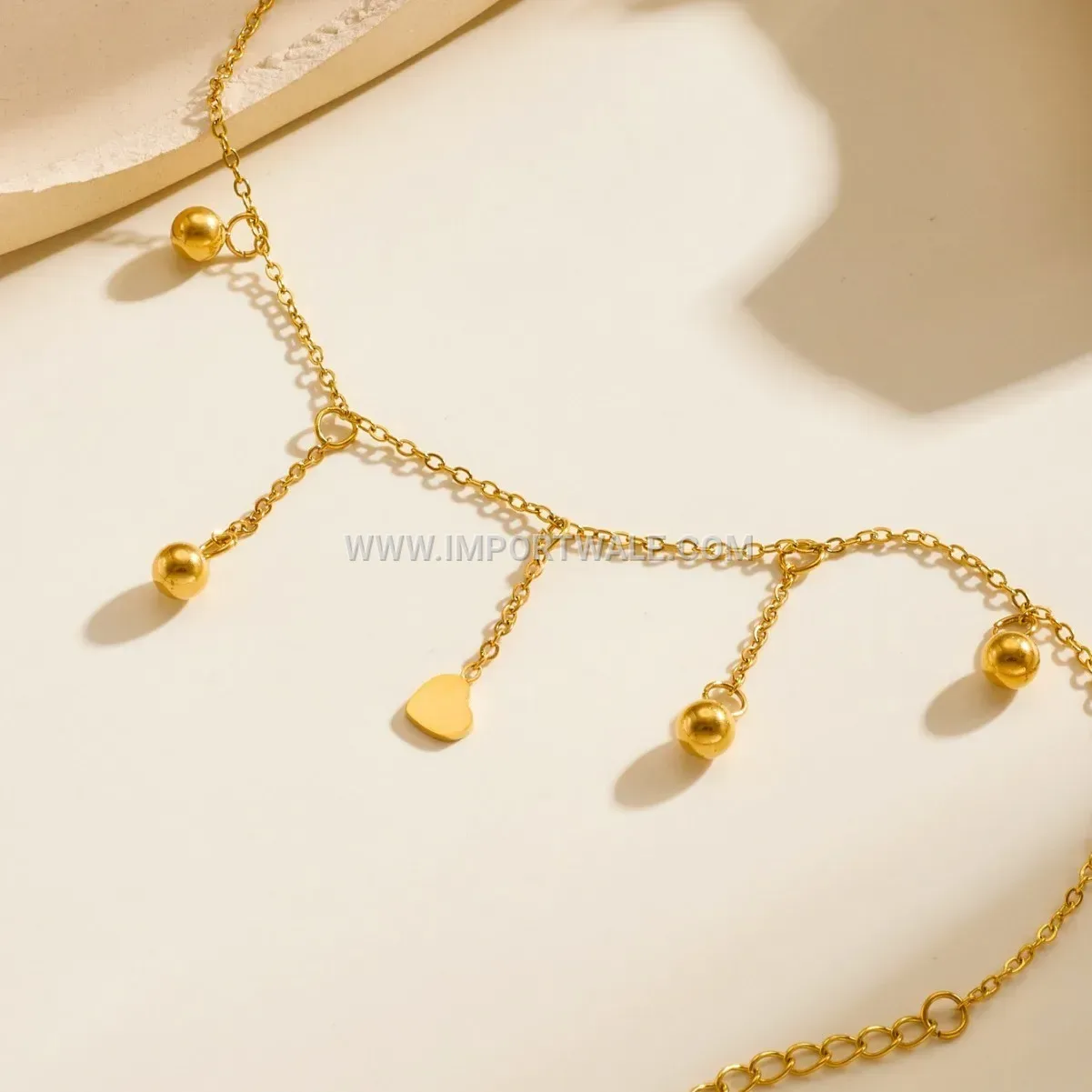Dangling Heart Tassel Stainless Steel Chain Anklet