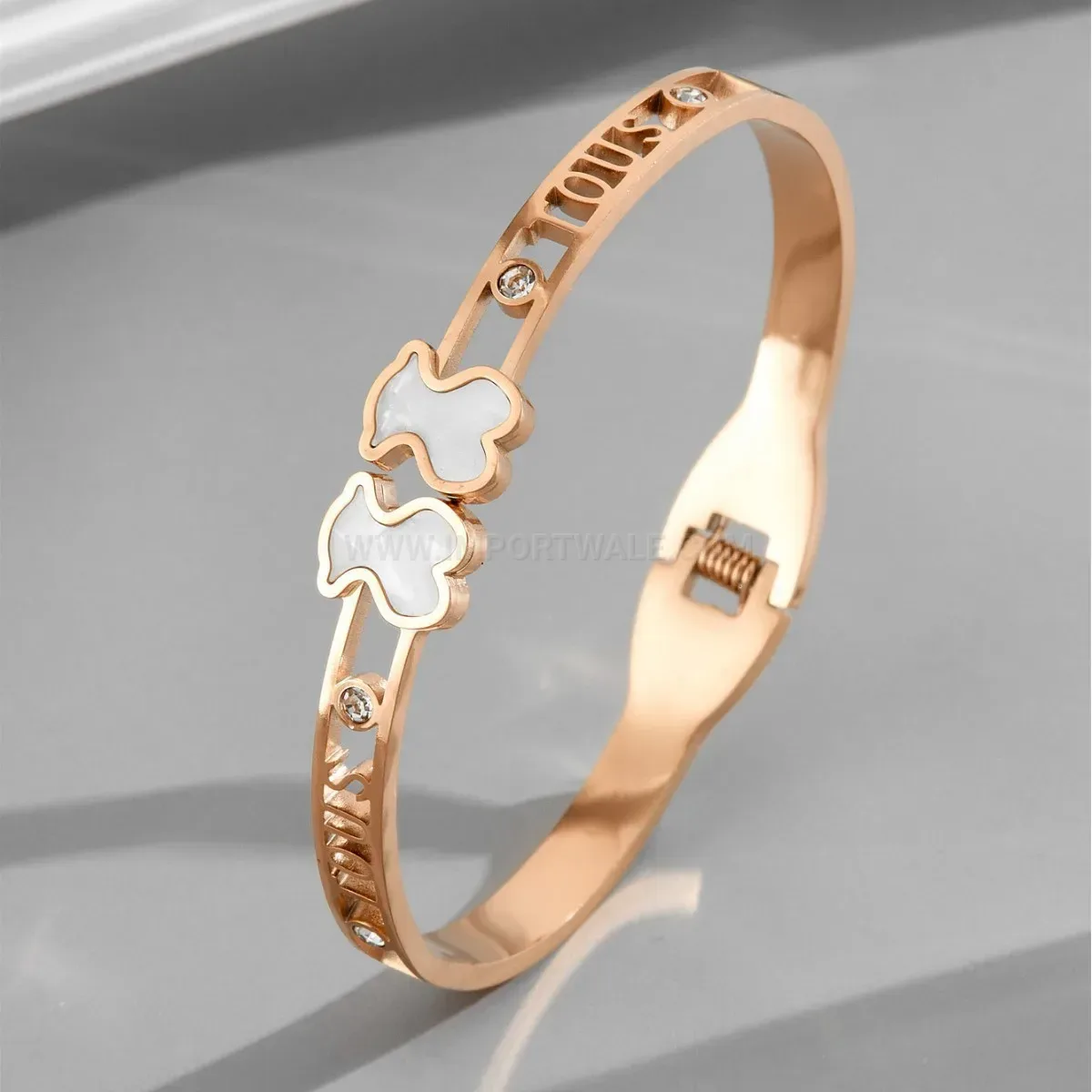 Cute Bear Clasp Titanium Steel Bangle Bracelet