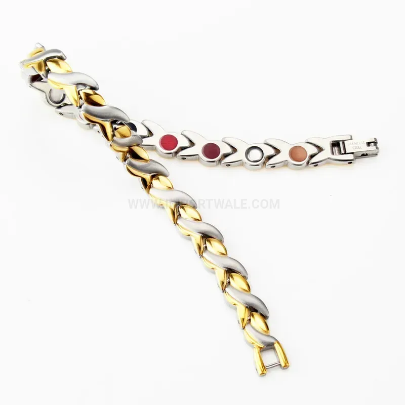 Bold Wavy Link Titanium Steel Bio Magnetic Bracelet for Women