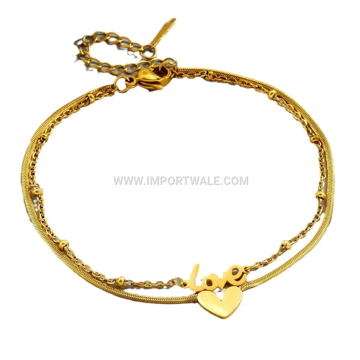 Minimalist English Letter Heart Titanium Steel Anklet