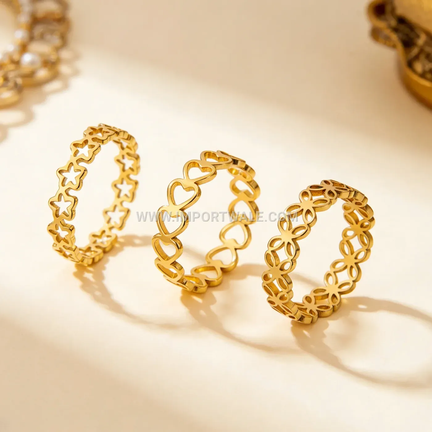 Laser Cut Geometric Pattern Stainless Steel Ring Band