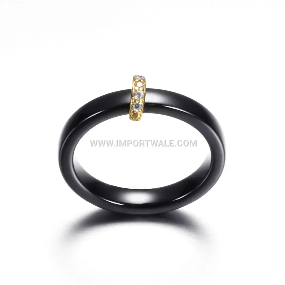 Slender 3mm Ceramic and Copper Ring with Pave Zirconia